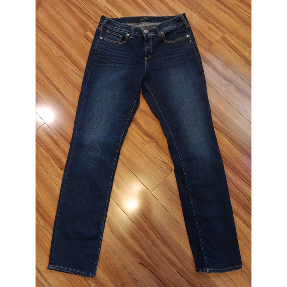 Silver Suki Straight Leg Jeans Women's Dark Wash Blue Stretch Denim Pants 34x33
